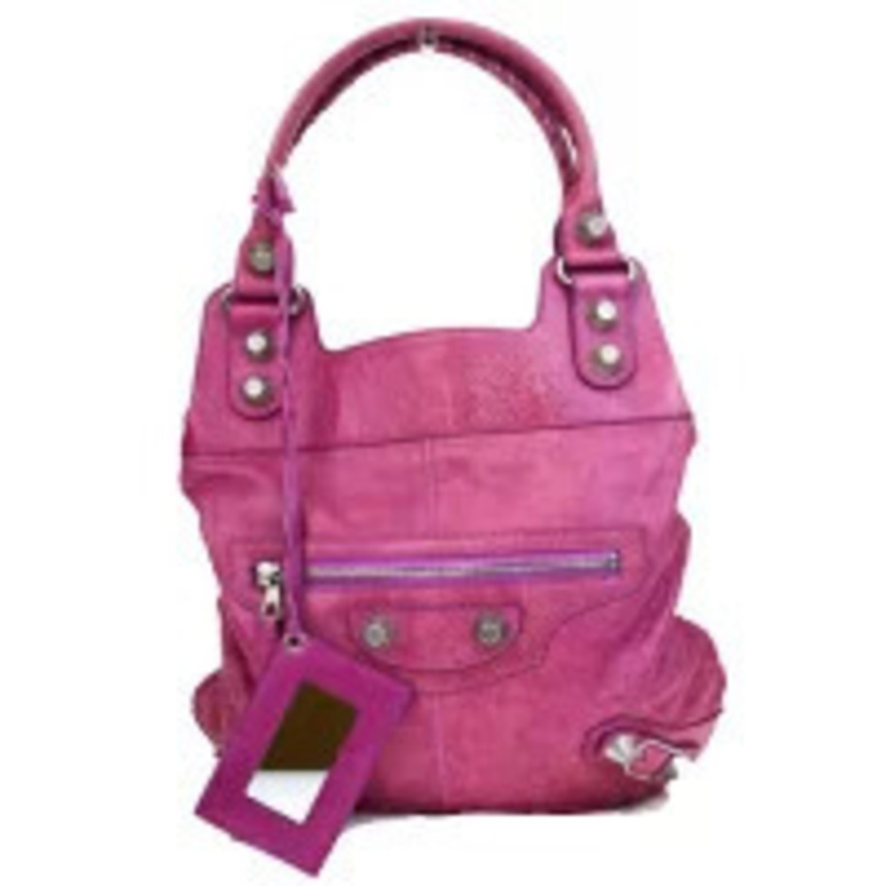 Balenciaga Giant Shoulder Bag Tote Pink Leather Hand Mirror